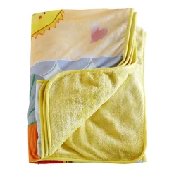 Baby Moo Zebra in Pram Velvet And Fur XL Blanket - Yellow