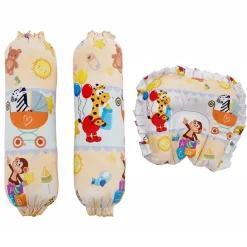 Baby Moo Zebra in Pram Velvet Side Bolster And U Shape Matching Pillow Set - Yellow