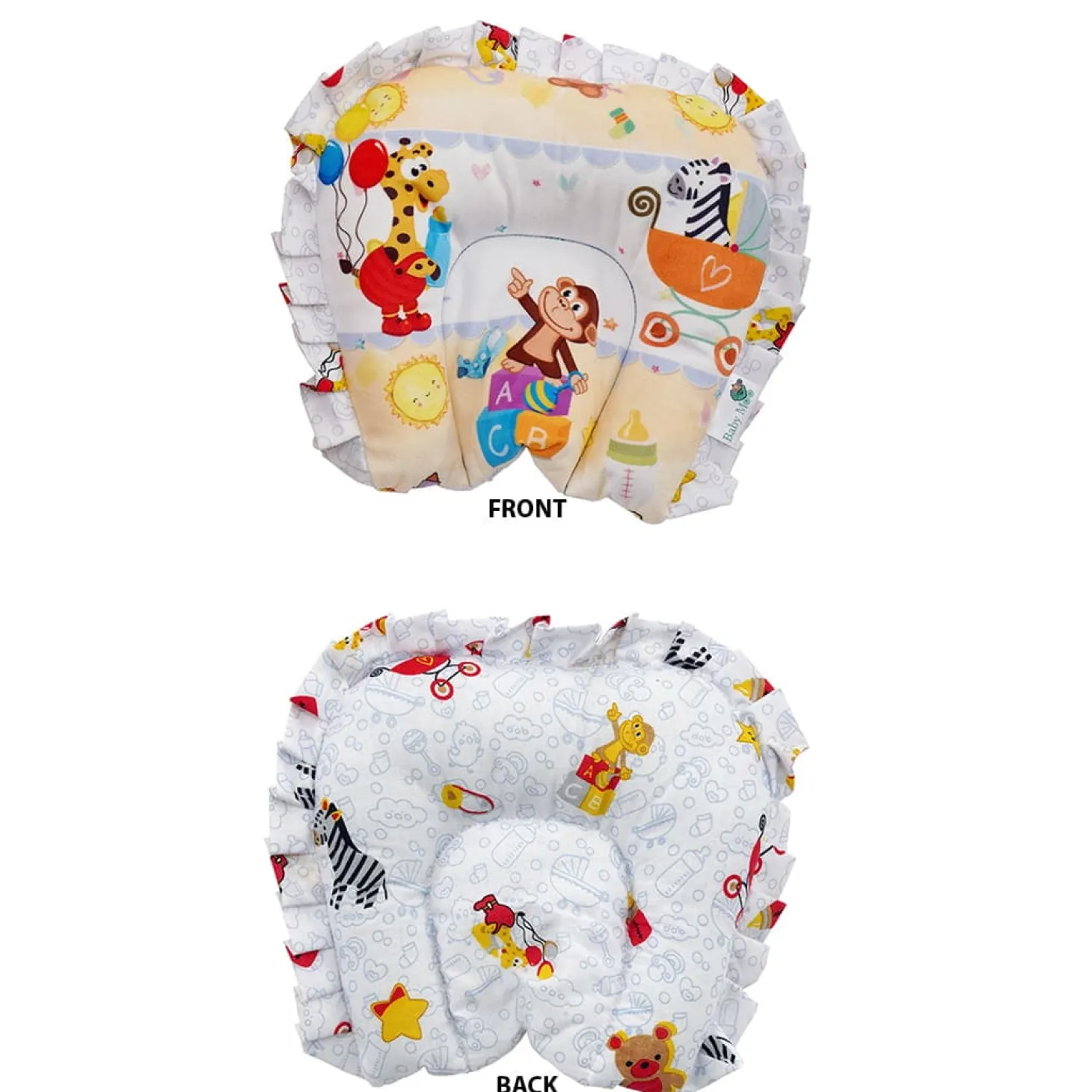 Baby Moo Zebra in Pram Velvet Side Bolster And U Shape Matching Pillow Set - Yellow