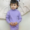Basic Polo Neck Ribbed Premium Full Sleeves Knitted Kids Sweater - Purple