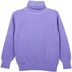 Basic Polo Neck Ribbed Premium Full Sleeves Knitted Kids Sweater - Purple