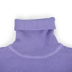 Basic Polo Neck Ribbed Premium Full Sleeves Knitted Kids Sweater - Purple