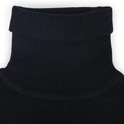 Basic Polo Neck Ribbed Premium Full Sleeves Knitted Kids Sweater - Black