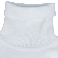 Basic Polo Neck Ribbed Premium Full Sleeves Knitted Kids Sweater - White