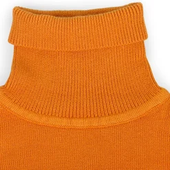 Basic Polo Neck Ribbed Premium Full Sleeves Knitted Kids Sweater - Orange