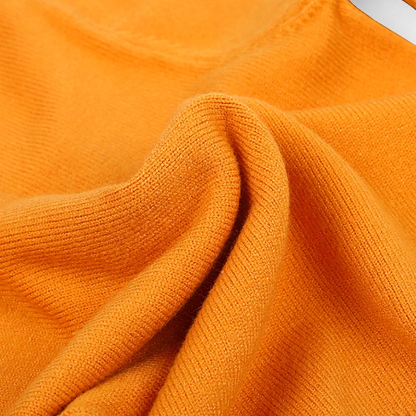 Basic Polo Neck Ribbed Premium Full Sleeves Knitted Kids Sweater - Orange