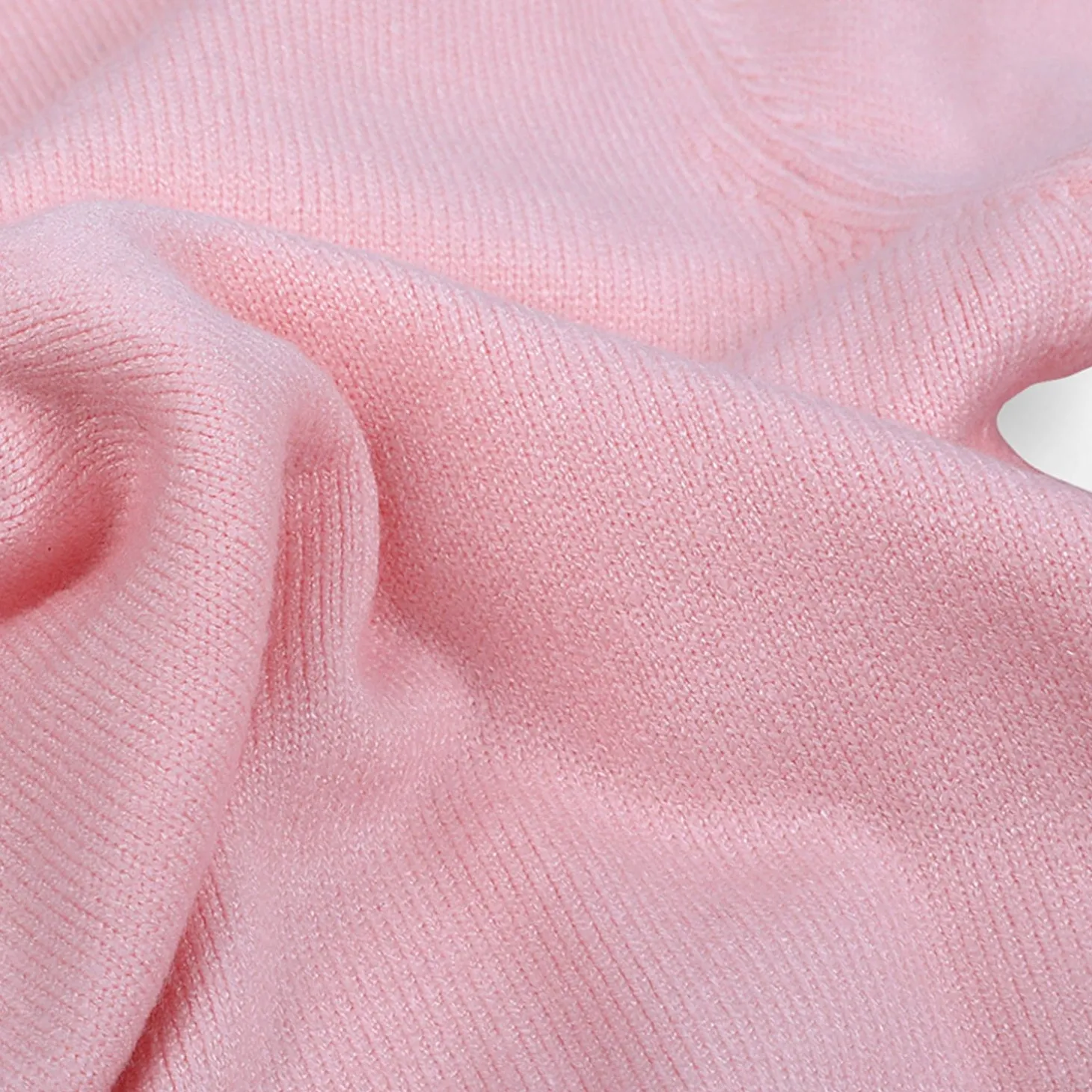 Basic Polo Neck Ribbed Premium Full Sleeves Knitted Kids Sweater - Pink