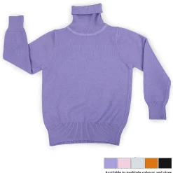 Basic Polo Neck Ribbed Premium Full Sleeves Knitted Kids Sweater - Purple