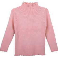 Basic Ribbed Premium Full Sleeves Knitted Kids Sweater - Pink