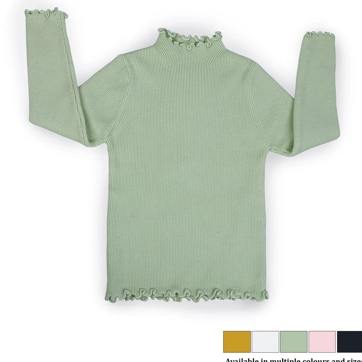 Basic Ribbed Premium Full Sleeves Knitted Kids Sweater - Green