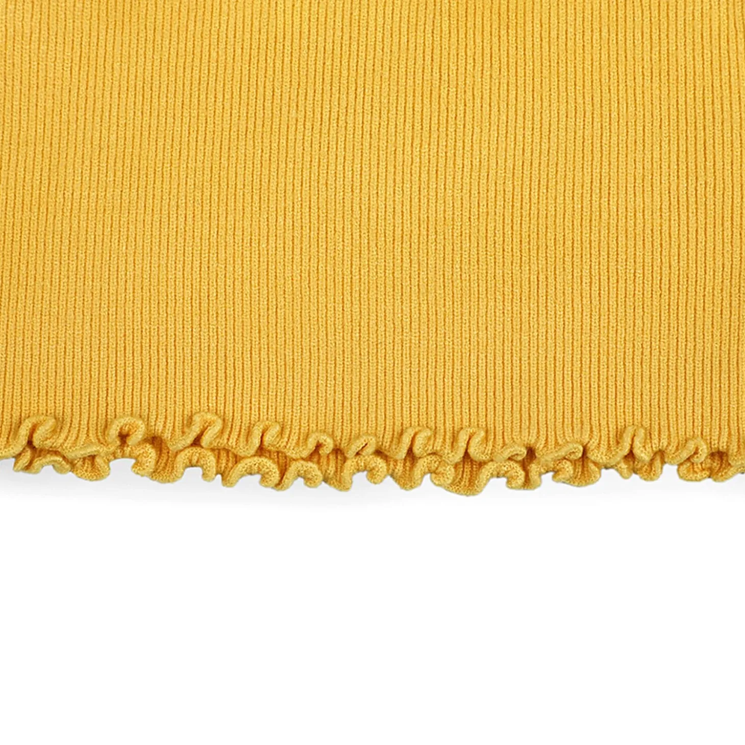 Basic Ribbed Premium Full Sleeves Knitted Kids Sweater - Yellow