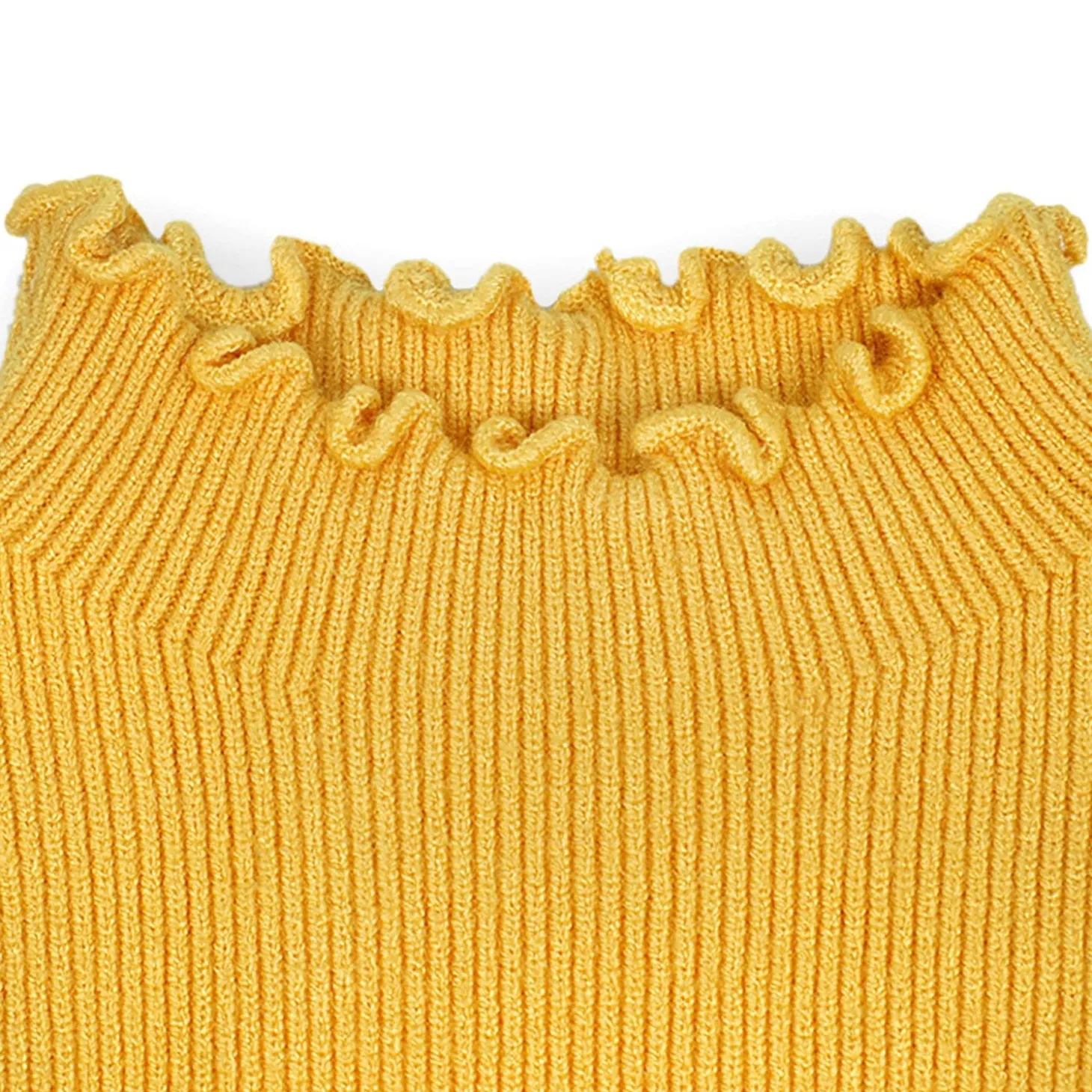 Basic Ribbed Premium Full Sleeves Knitted Kids Sweater - Yellow