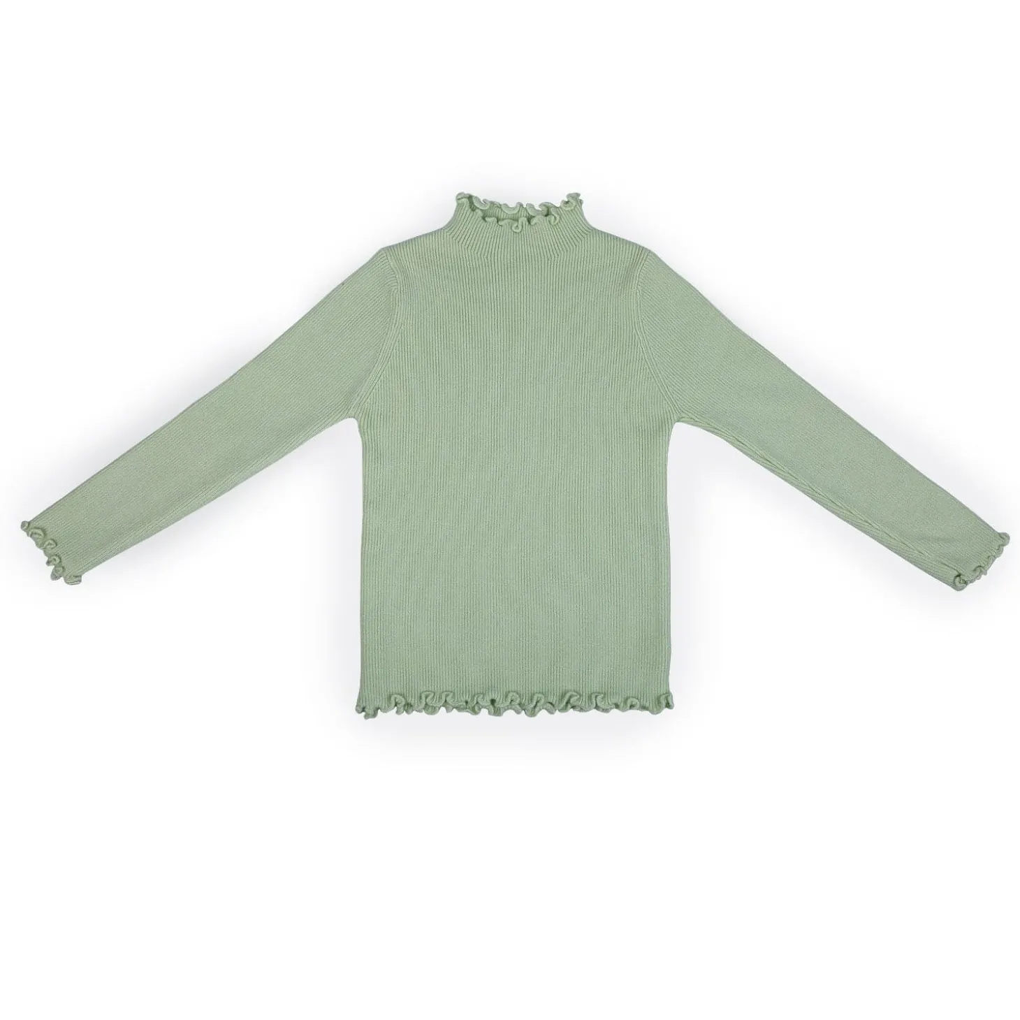Basic Ribbed Premium Full Sleeves Knitted Kids Sweater - Green