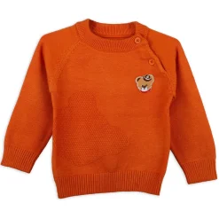 Bear Embroidery Premium Full Sleeves Knitted Sweater - Orange