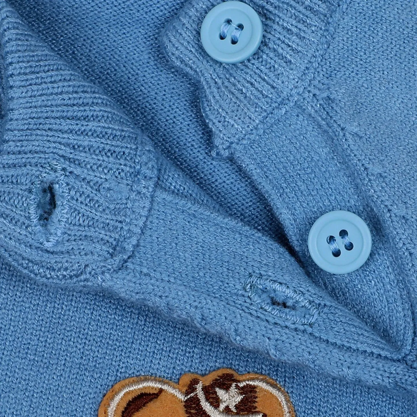 Bear Embroidery Premium Full Sleeves Knitted Sweater - Blue