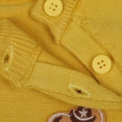 Bear Embroidery Premium Full Sleeves Knitted Sweater - Mustard