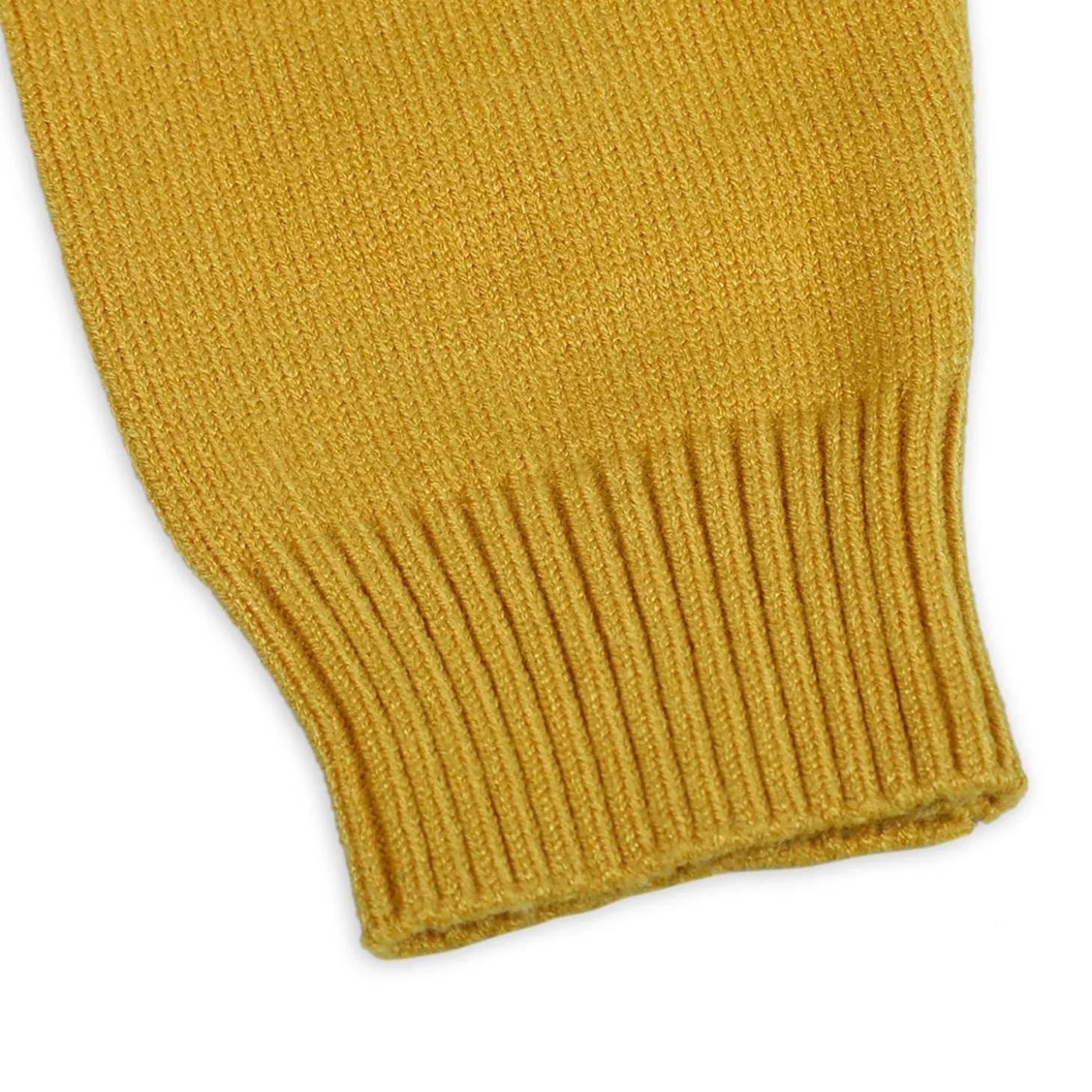 Bear Embroidery Premium Full Sleeves Knitted Sweater - Mustard
