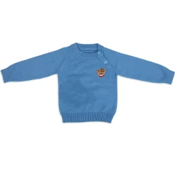 Bear Embroidery Premium Full Sleeves Knitted Sweater - Blue