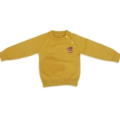 Bear Embroidery Premium Full Sleeves Knitted Sweater - Mustard