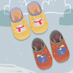 Bear In Snow Yellow And Brown 2 Pk Socks