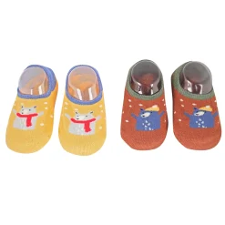 Bear In Snow Yellow And Brown 2 Pk Socks