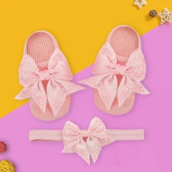 Bedazzled Peach Headband And Socks Set