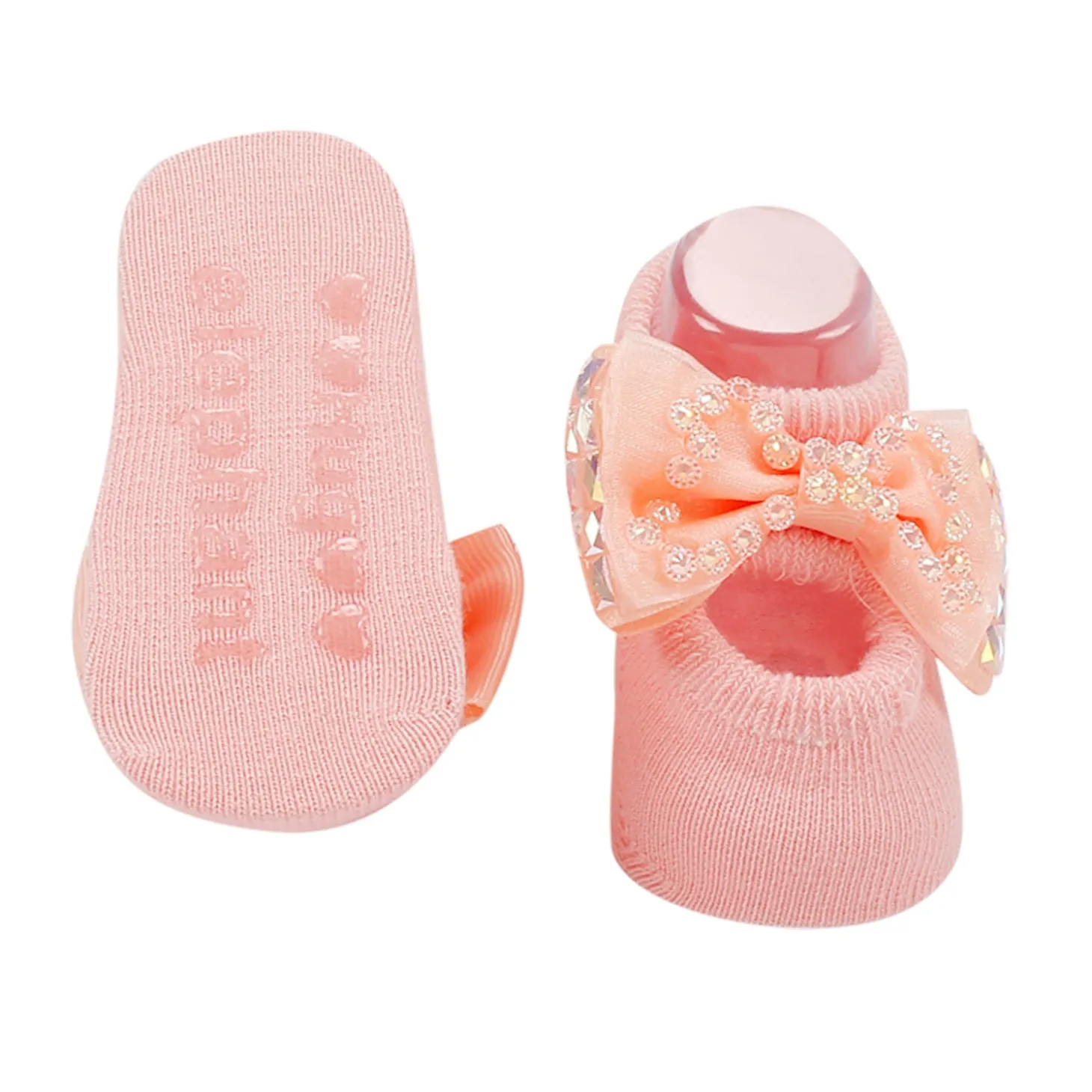Bedazzled Peach Headband And Socks Set