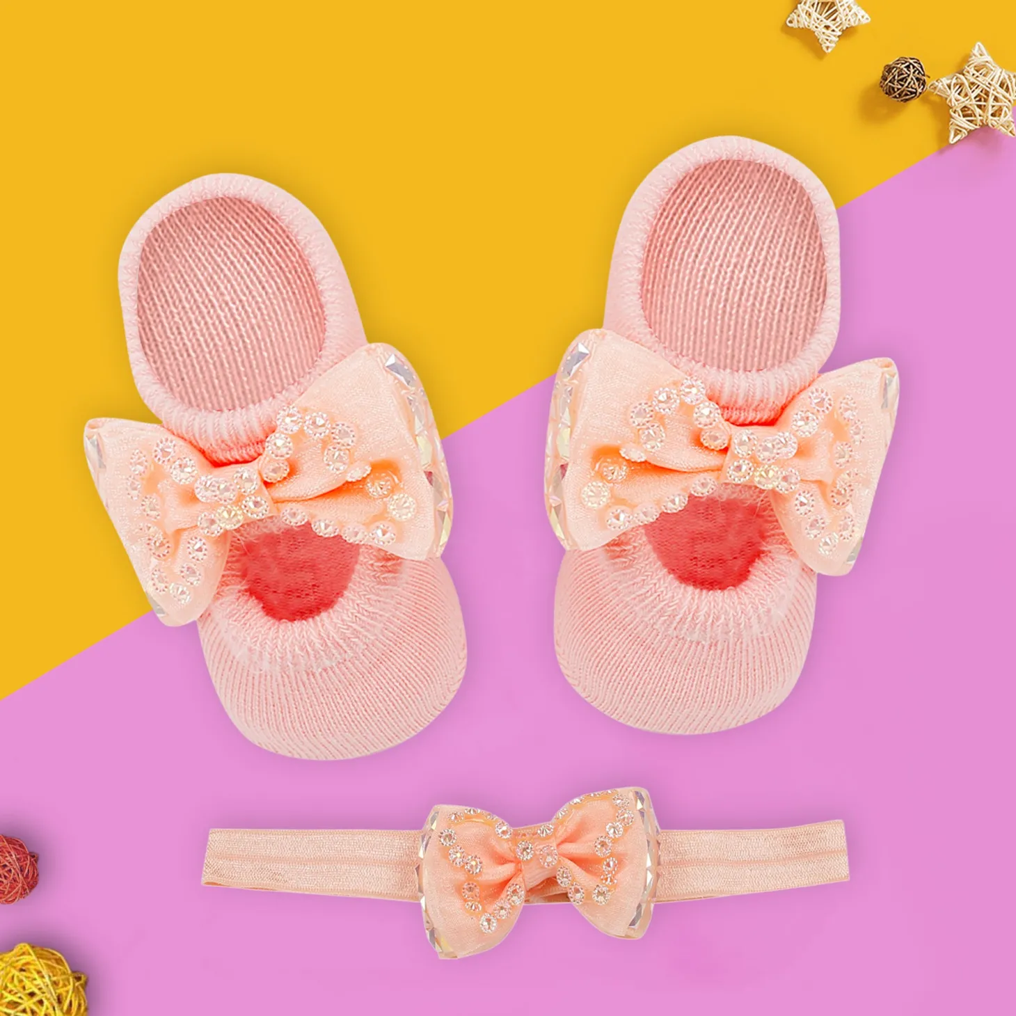 Bedazzled Pink Headband And Socks Set