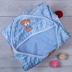 BFF Bear Blue Hooded Bubble Blanket