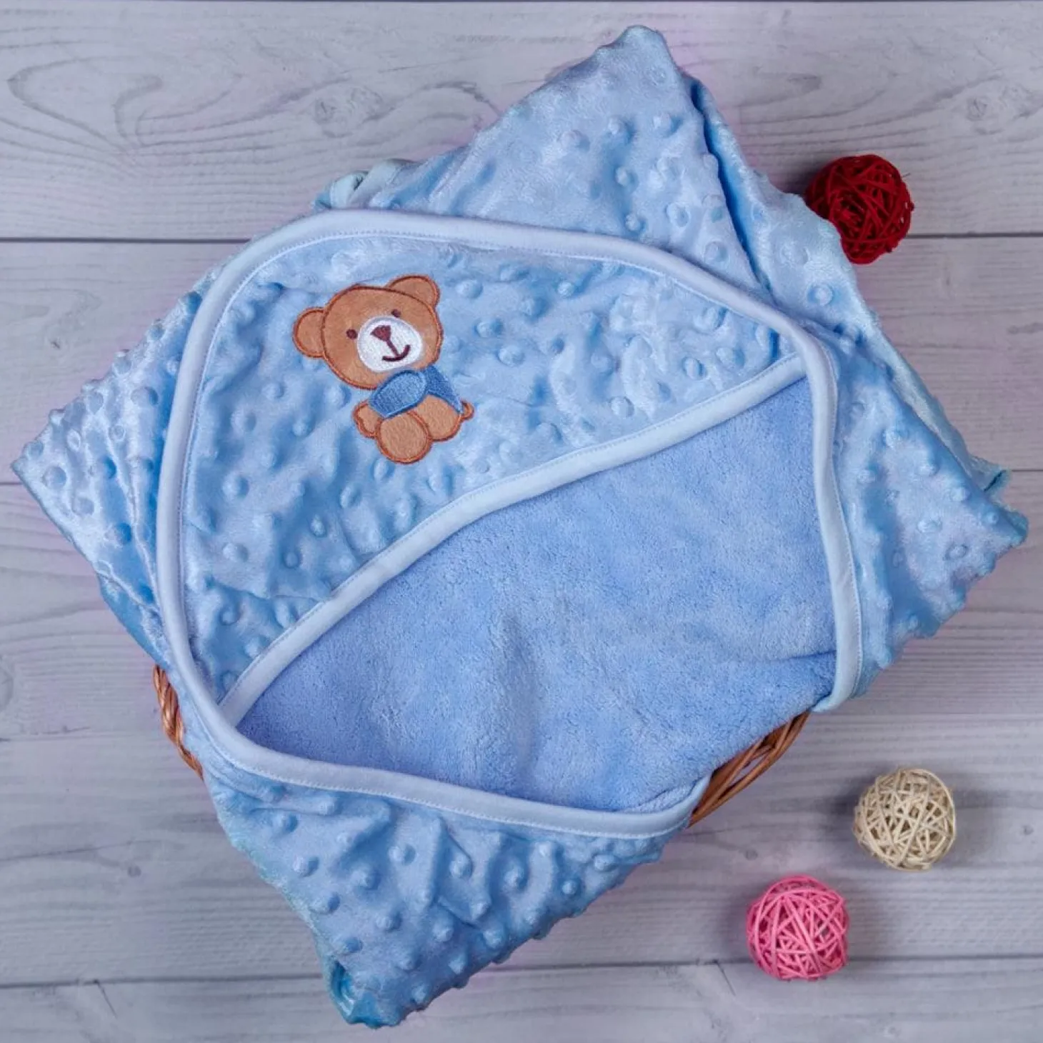 BFF Bear Blue Hooded Bubble Blanket