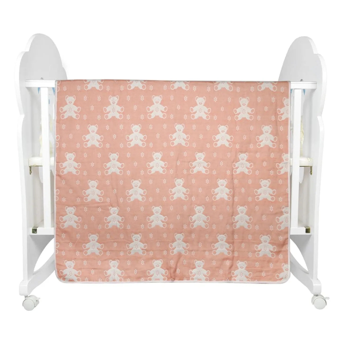 BFF Bear Peach Medium Muslin Blanket