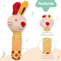Big Earred Rabbit Multicolour Handheld Rattle