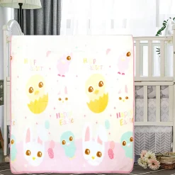 Big Eyed Friends White And Pink Blanket