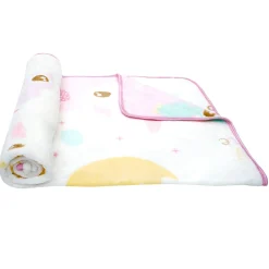 Big Eyed Friends White And Pink Blanket