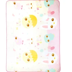 Big Eyed Friends White And Pink Blanket