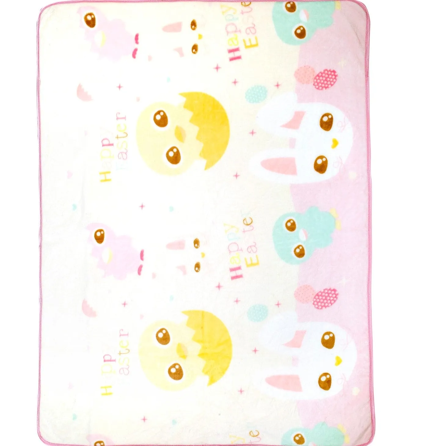 Big Eyed Friends White And Pink Blanket