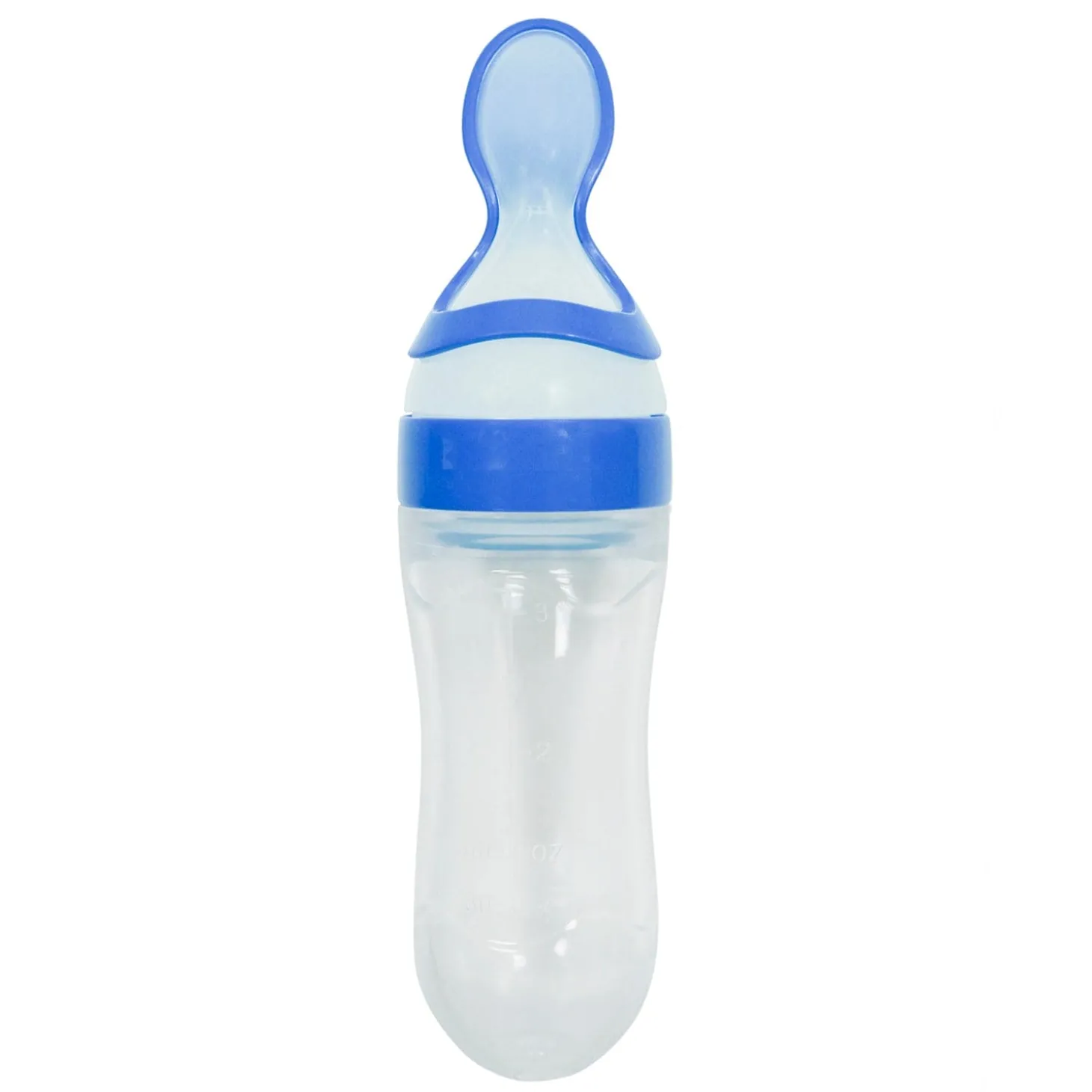 Blue 90 Ml Squeeze Bottle Feeder With Dispensing Spoon