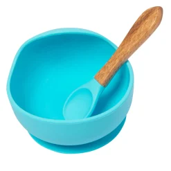 Blue Silicon Bowl And Spoon Set