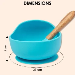 Blue Silicon Bowl And Spoon Set
