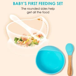 Blue Silicon Bowl And Spoon Set