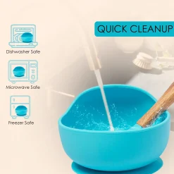 Blue Silicon Bowl And Spoon Set