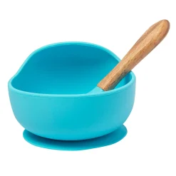 Blue Silicon Bowl And Spoon Set