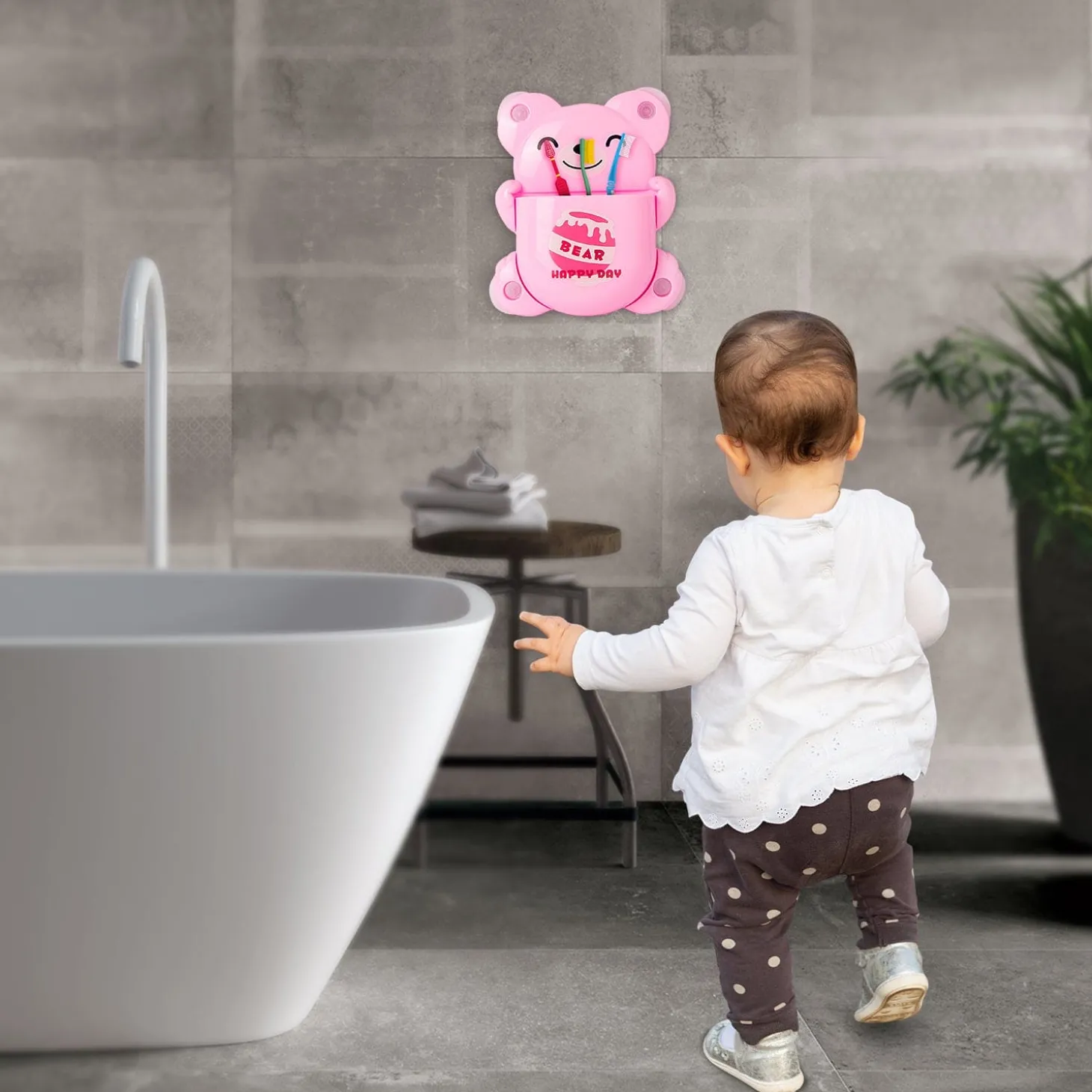 Blushing Bear Pink Toothbrush Holder