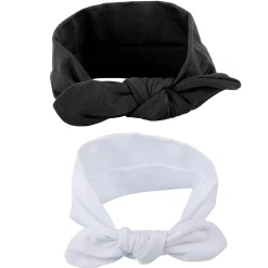 Bow Knot Headbands Set of 2 - White, Black