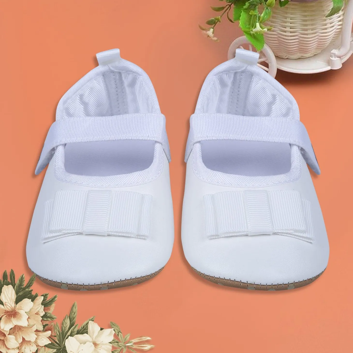 Bow Premium Girls Anti-Slip Ballerina Shoes - White