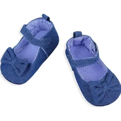 Bow Premium Girls Anti-Slip Ballerina Booties - Blue