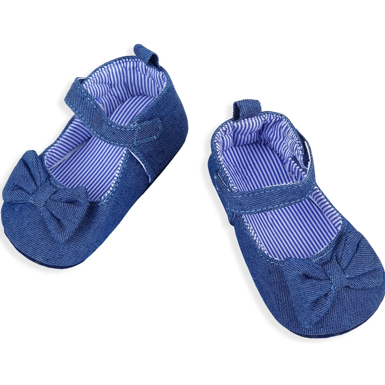 Bow Premium Girls Anti-Slip Ballerina Booties - Blue