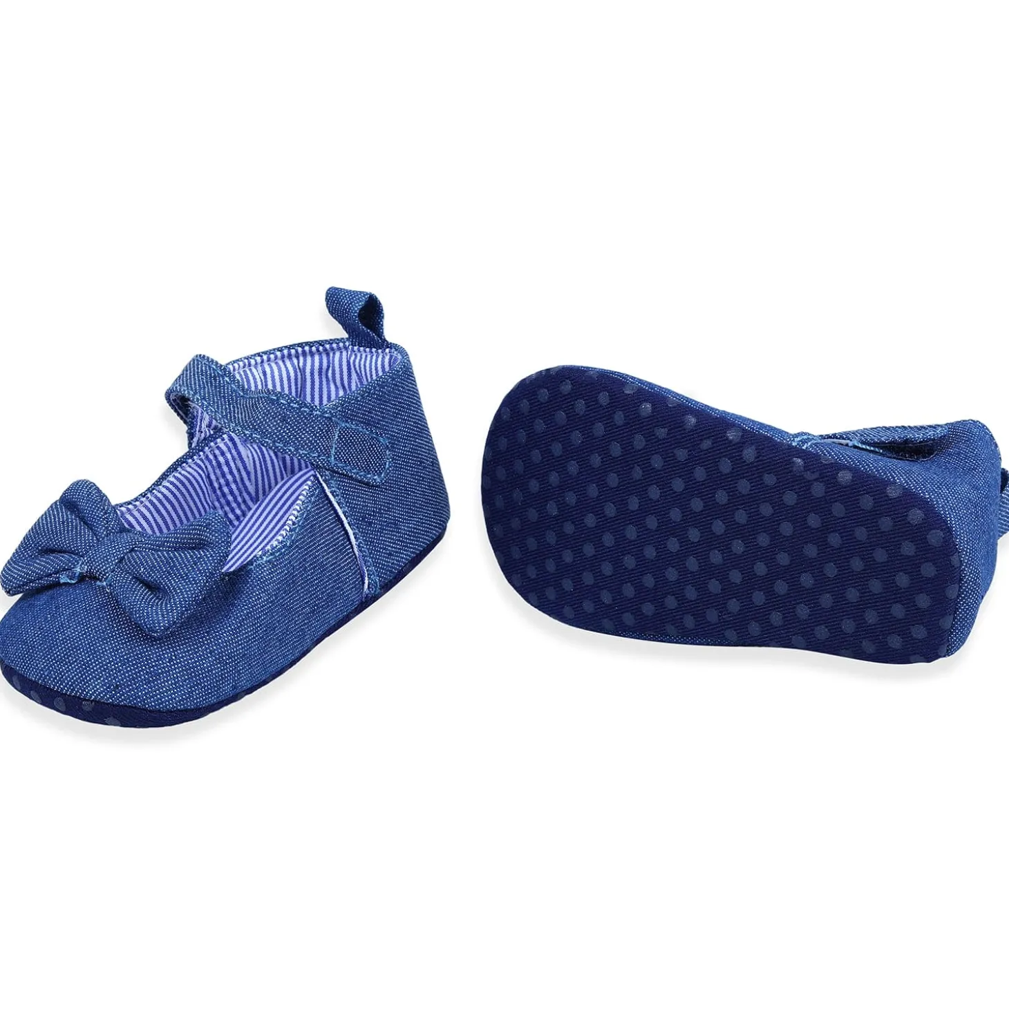 Bow Premium Girls Anti-Slip Ballerina Booties - Blue