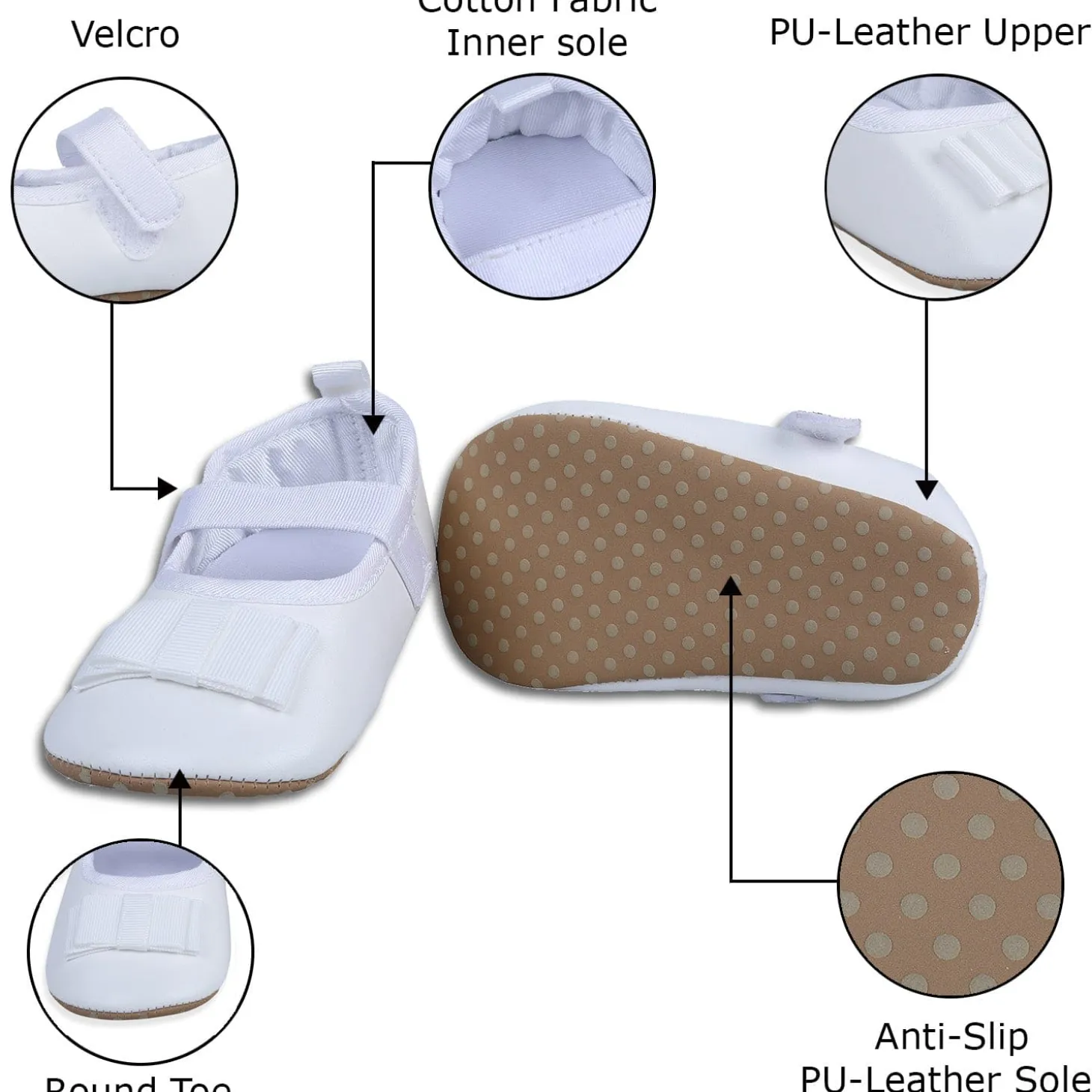 Bow Premium Girls Anti-Slip Ballerina Shoes - White