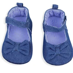 Bow Premium Girls Anti-Slip Ballerina Booties - Blue